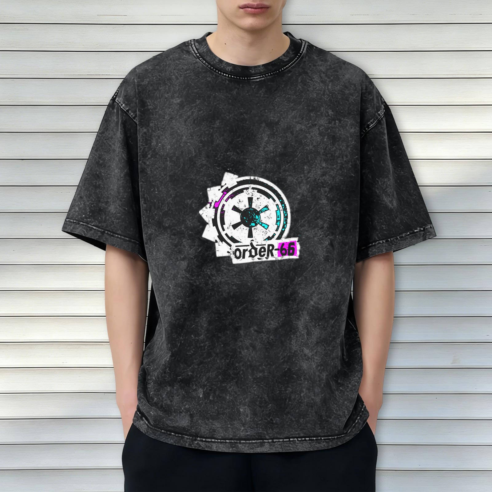 Washed Black Graphic T-Shirt with Order 66 Imperial Logo