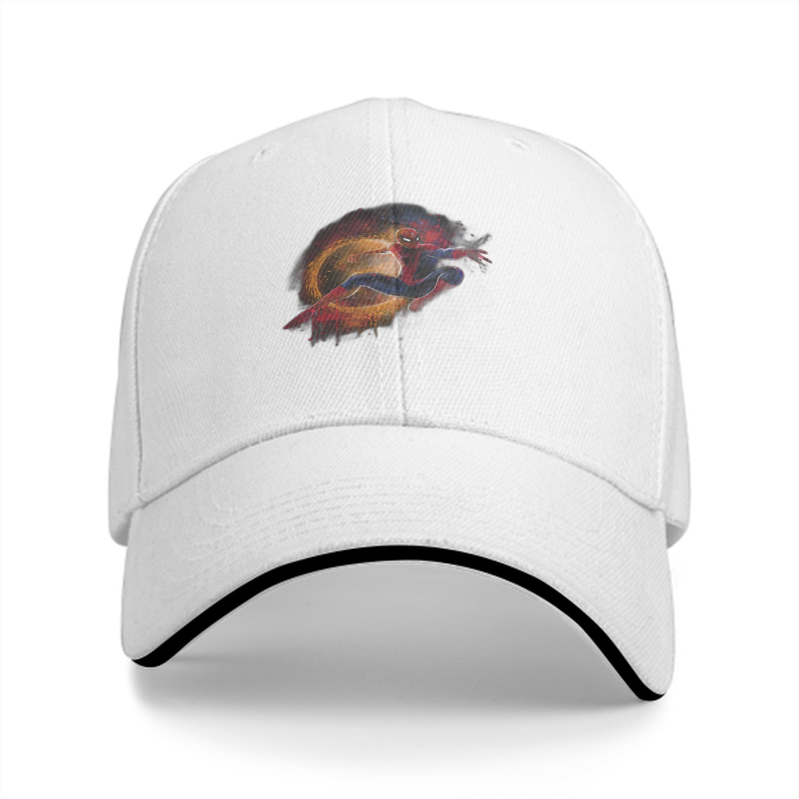 Black baseball cap with Spider-Man dynamic action graphic