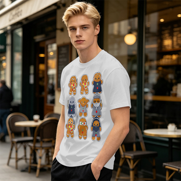 Olive T-Shirt With Harry Potter Themed Gingerbread Characters Print