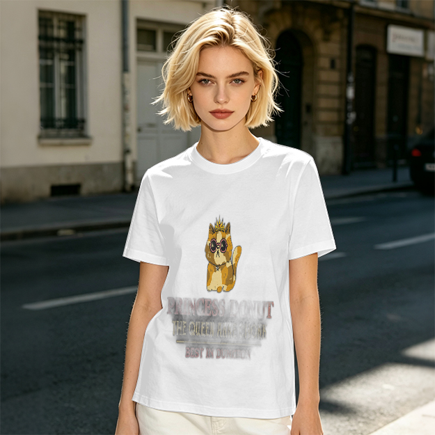 Olive T-Shirt With Princess Cat Graphic And Sunglasses