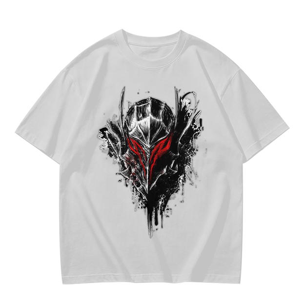 Olive T-Shirt With Dark Fantasy Knight Helmet Graphic