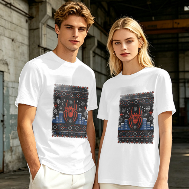 Olive T-Shirt with Spider-Man Christmas Holiday Print