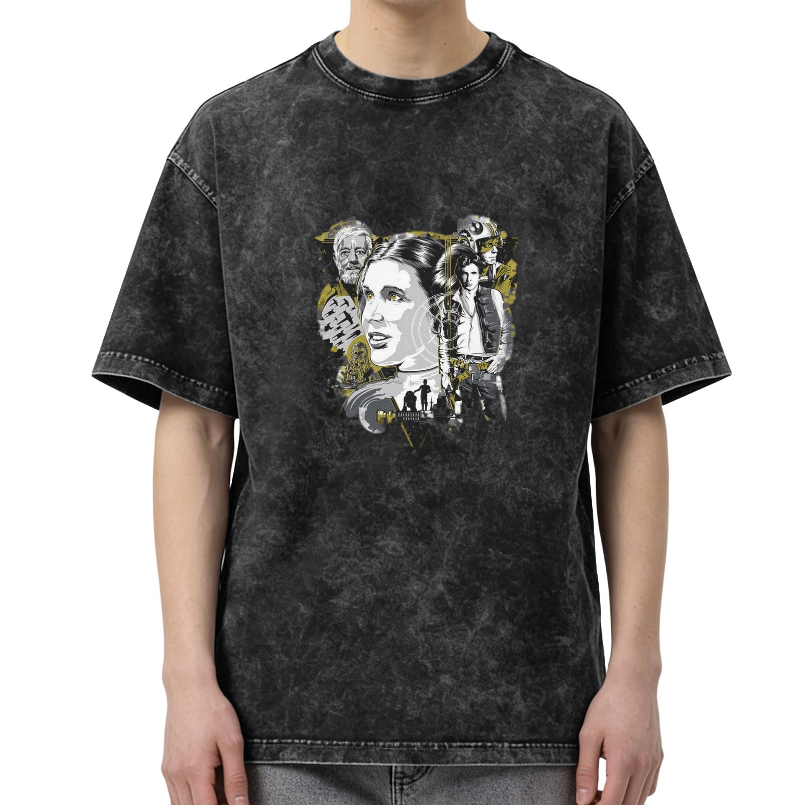 Star Wars themed distressed short-sleeved T-shirt