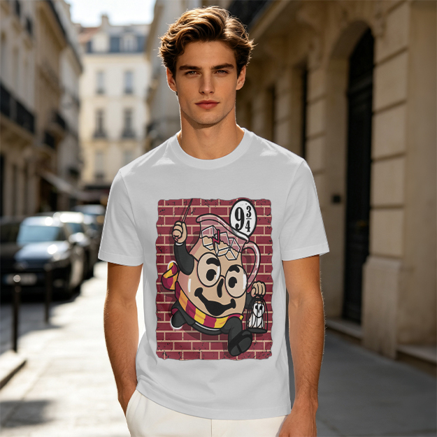 Olive T-shirt with Harry Potter themed pitcher graphic