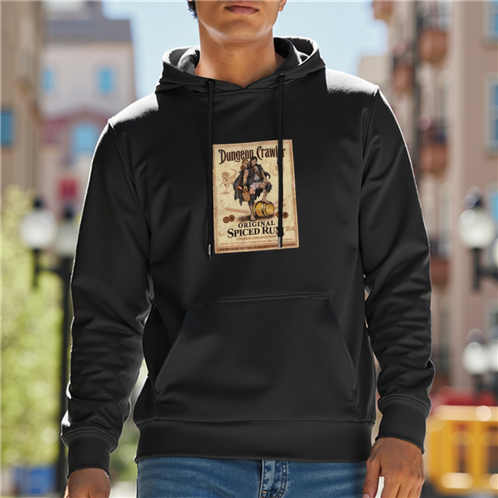 Dungeon Crawler Original Spiced Rum Graphic Black Hoodie