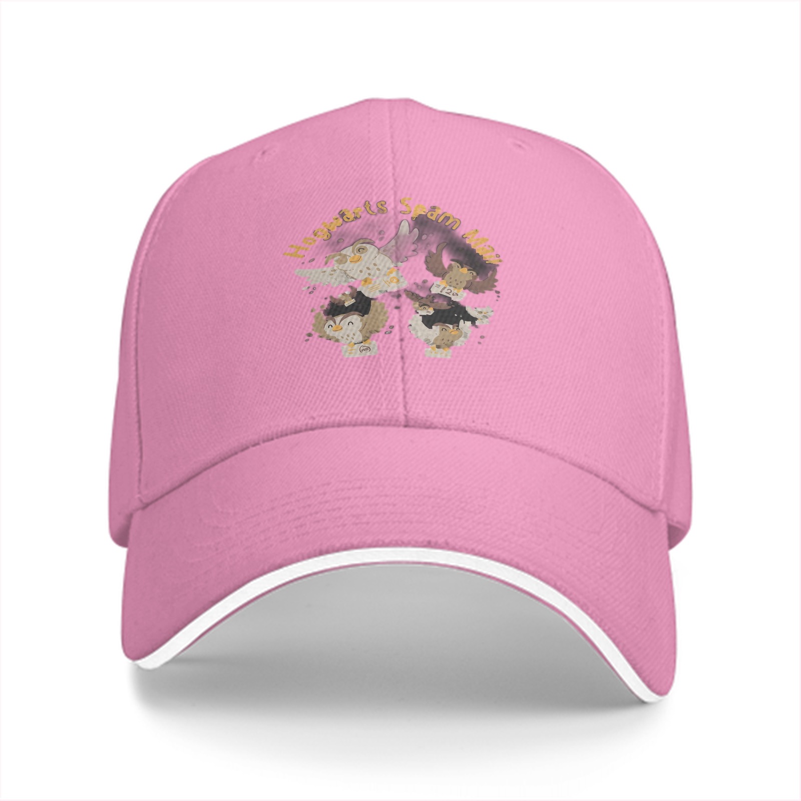 Black baseball cap with Hogwarts Spam Mail owl graphic