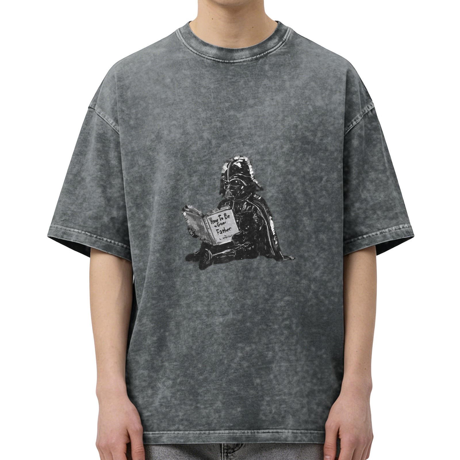 Darth Vader reading How To Be A Good Father graphic vintage wash t-shirt