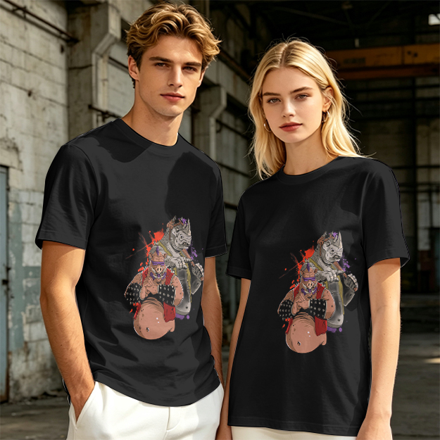Olive Green T-Shirt with Bebop and Rocksteady Graphic Print