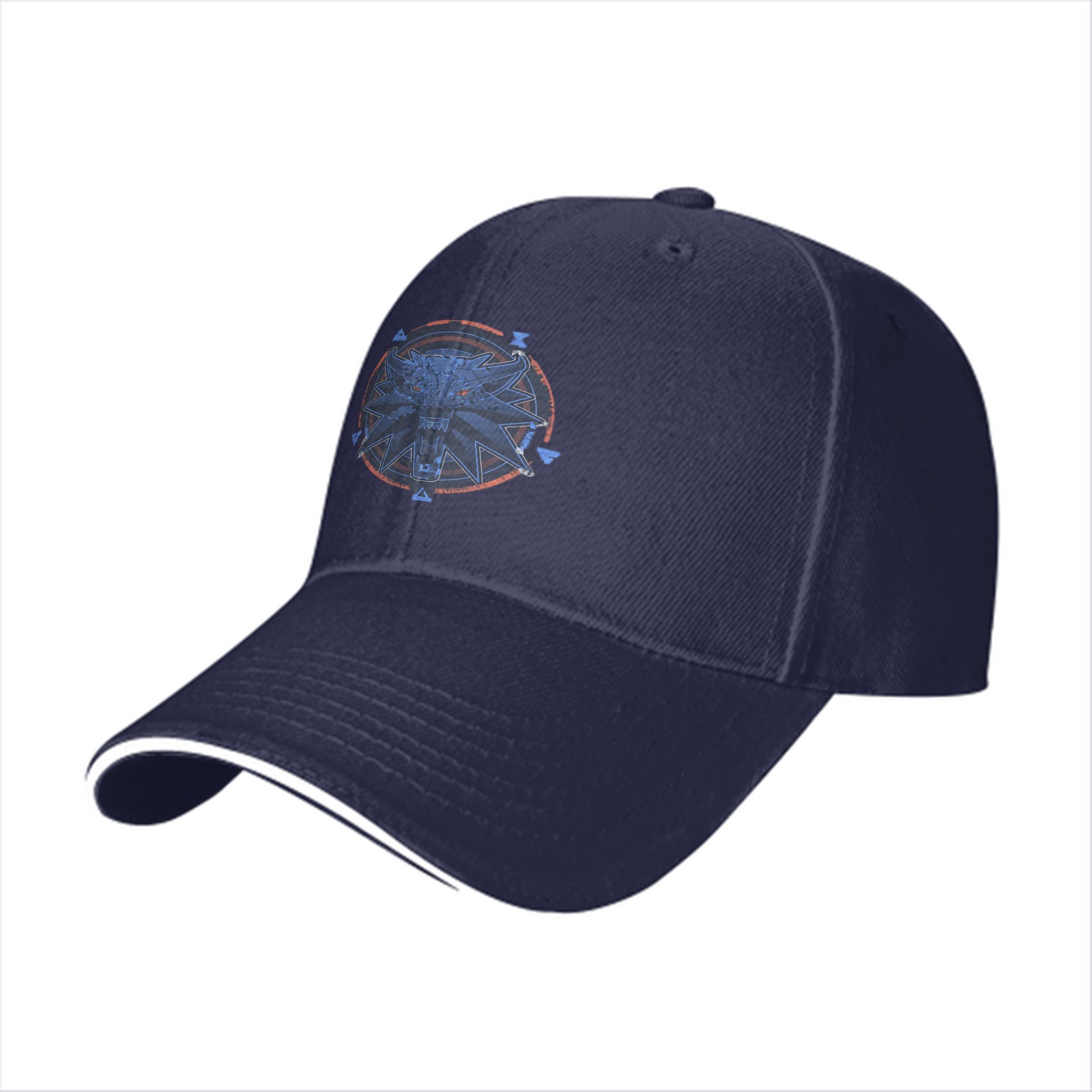 Black Baseball Cap With Witcher Wolf Medallion Emblem