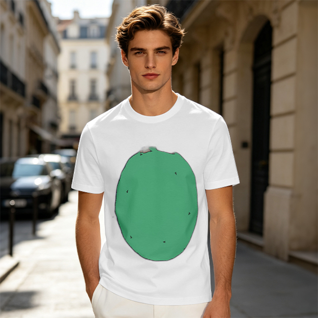 Olive Green T-Shirt With Simple Green Oval Graphic Print