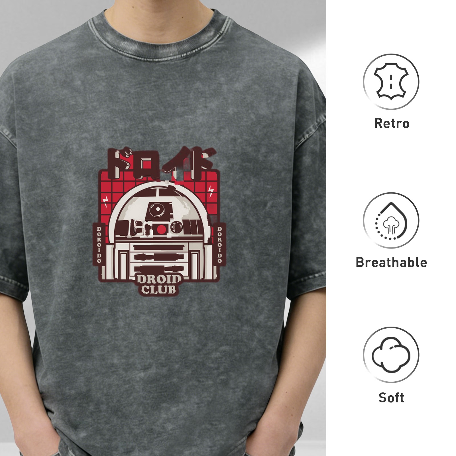 Star Wars R2-D2 Droid Club Graphic Acid Wash T-Shirt