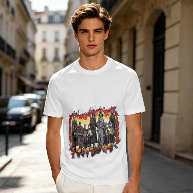 Olive Green T-Shirt With Fantasy Fellowship Group Graphic Print