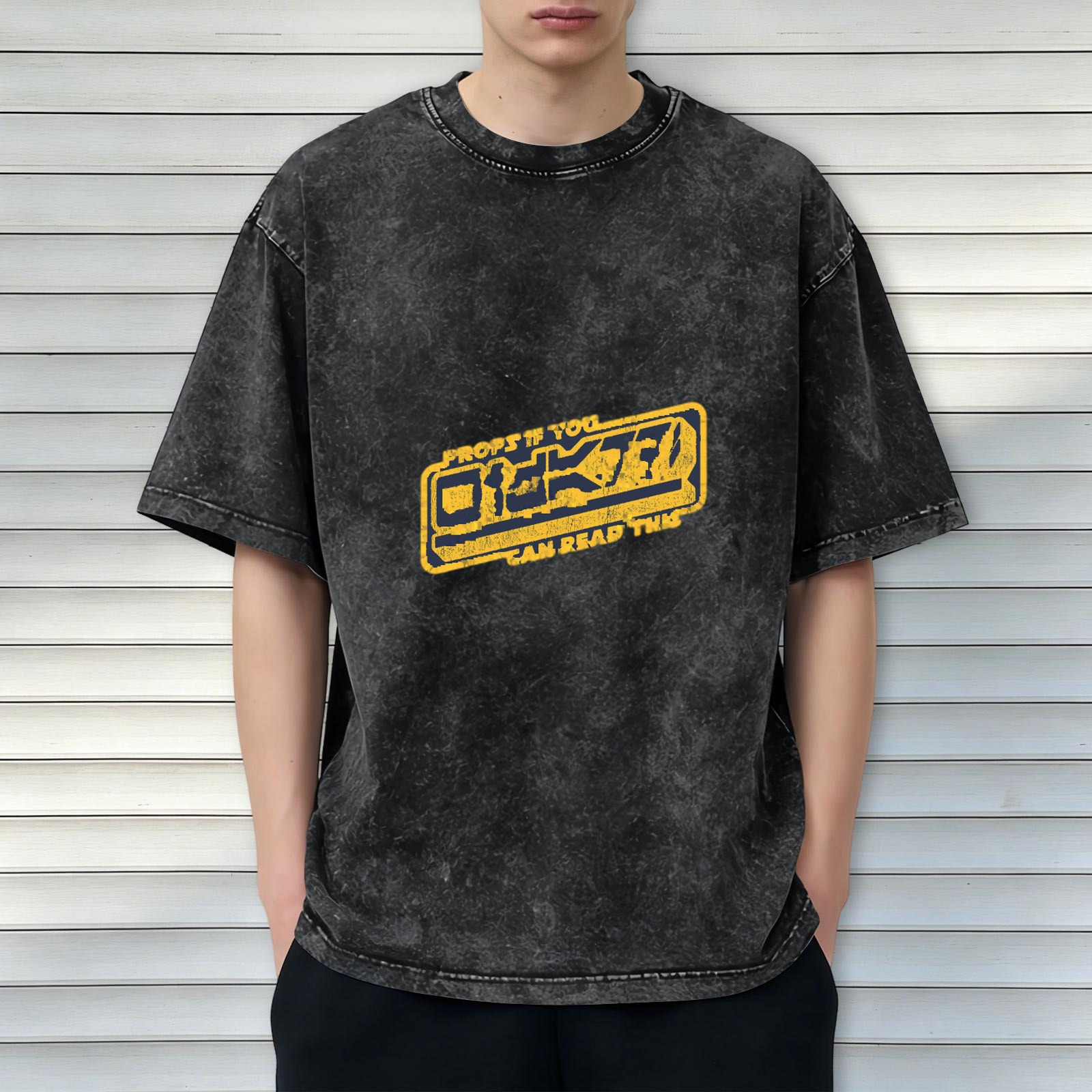 Washed Black Graphic T-Shirt With Star Wars Inspired Props If You Can Read This Design