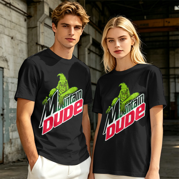 Olive T-Shirt with Grinch Mountain Dude Graphic Print