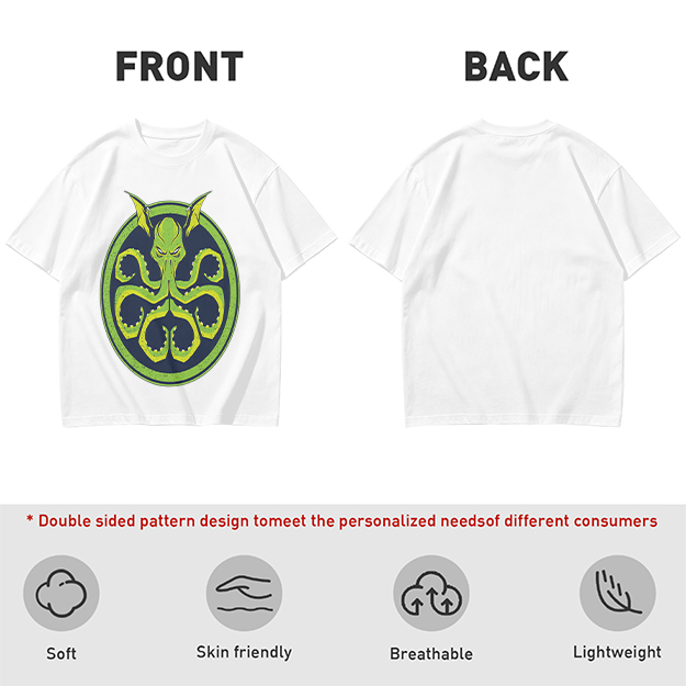 Olive Green T-Shirt with Octopus Demon Graphic Print