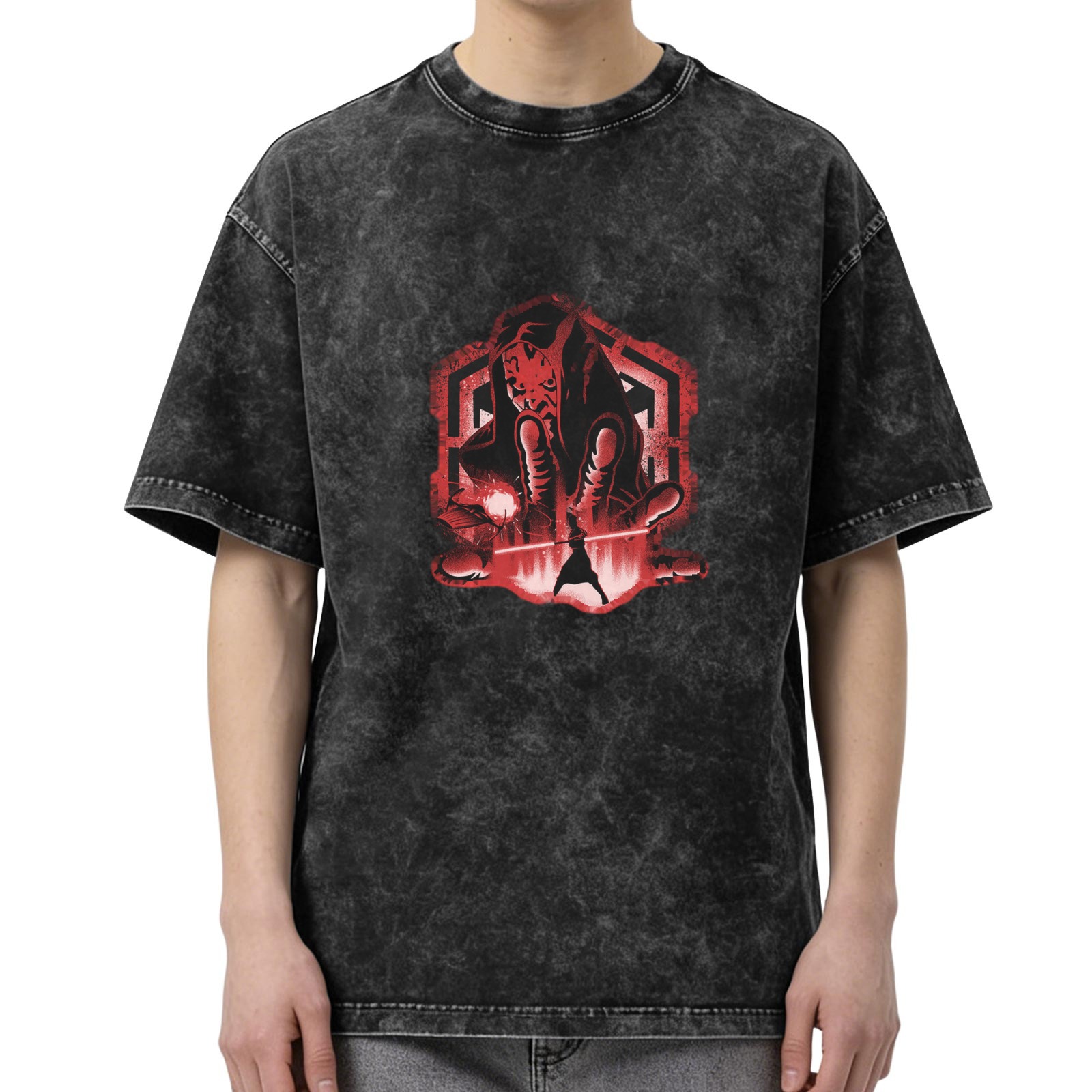 Star Wars Sith Character Graphic Acid Wash Black T-Shirt