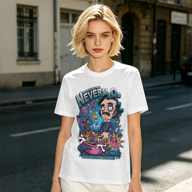 Edgar Allan Poe's Neverm-Os Cereal Graphic T-Shirt