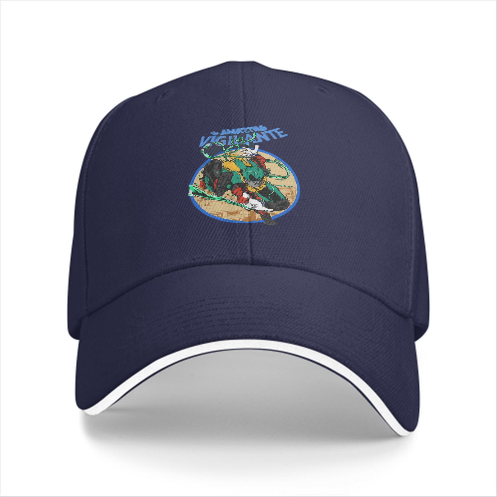 Black baseball cap with vigilante graphic print