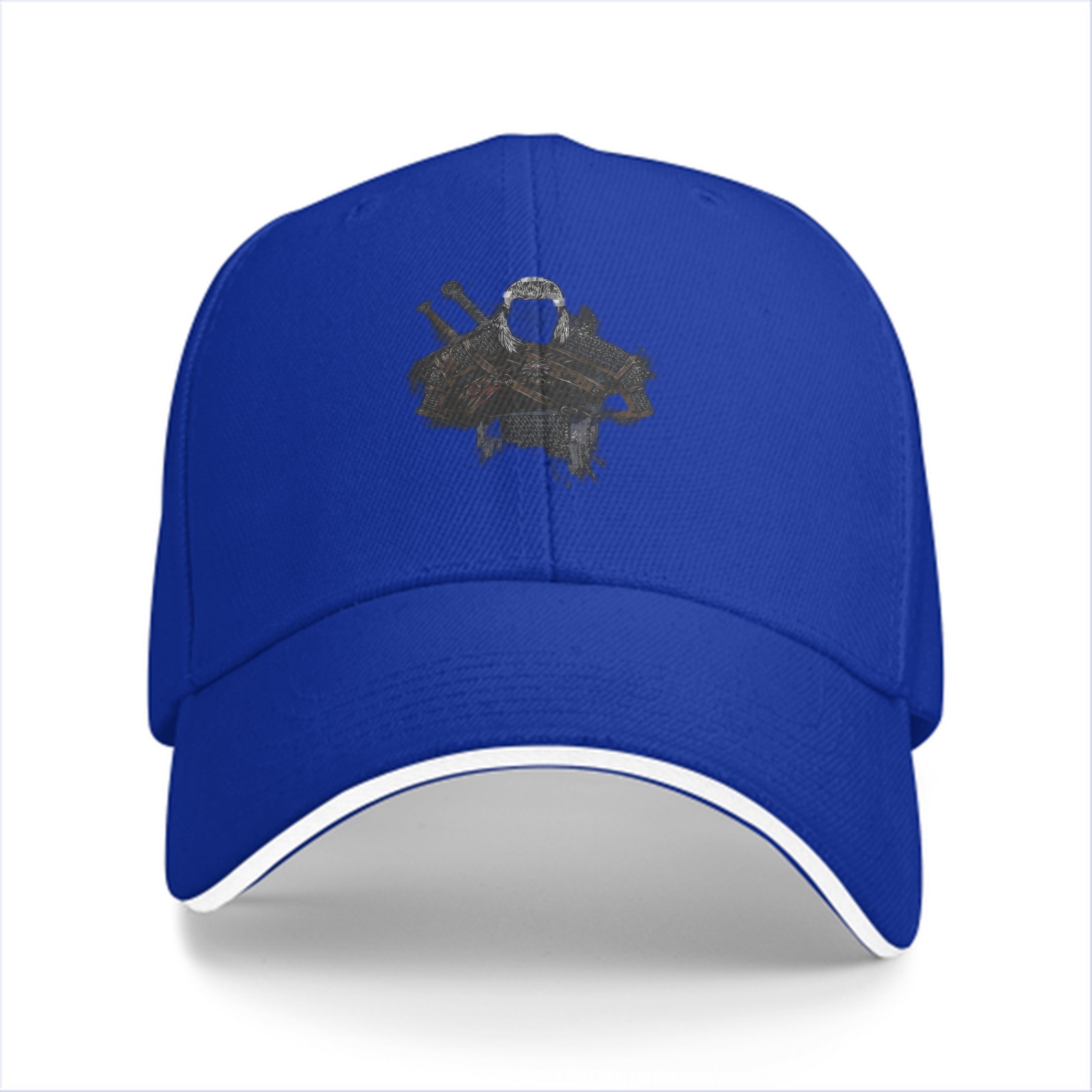 Black baseball cap with fantasy warrior graphic print