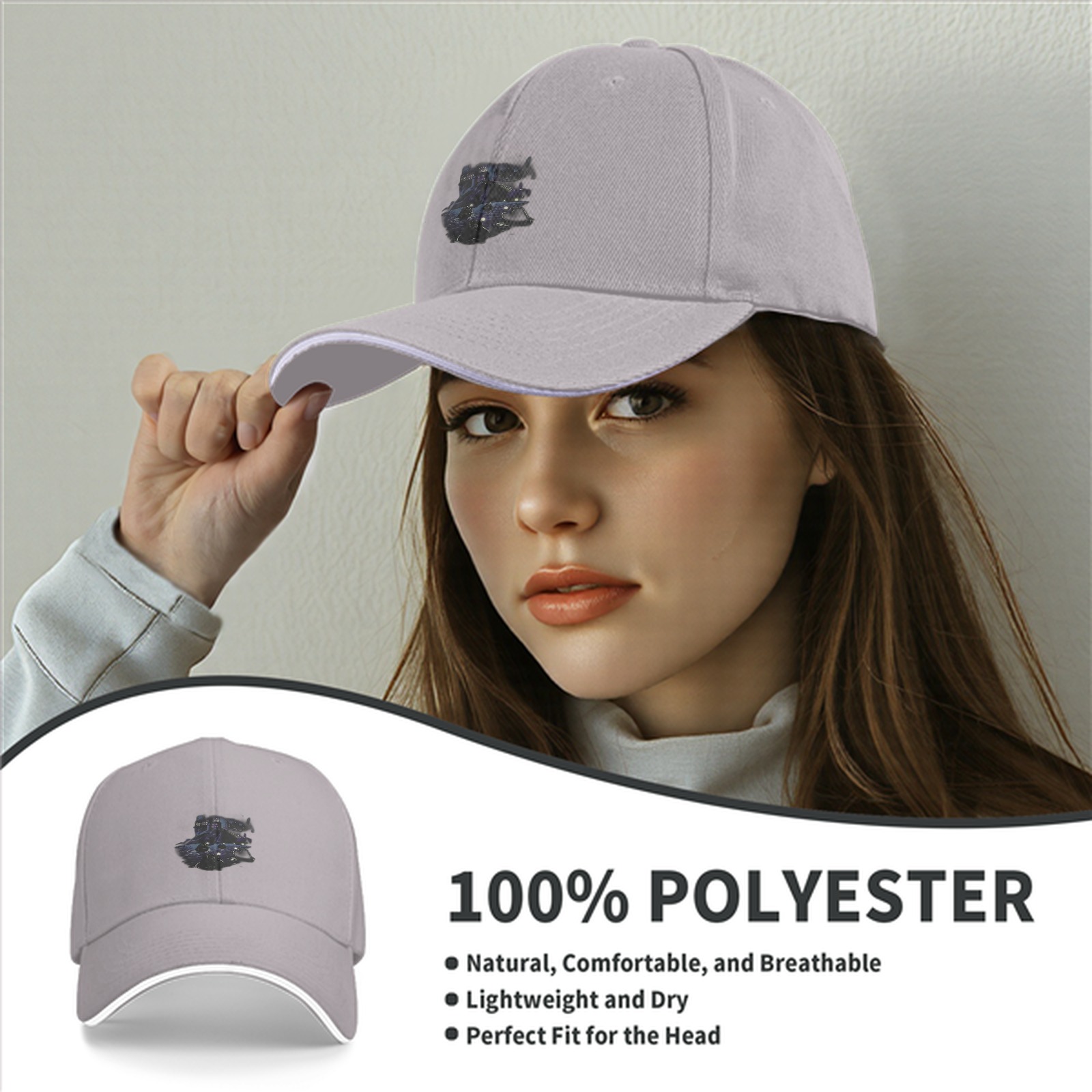 Black Baseball Cap With Dark Spacecraft Graphic Print