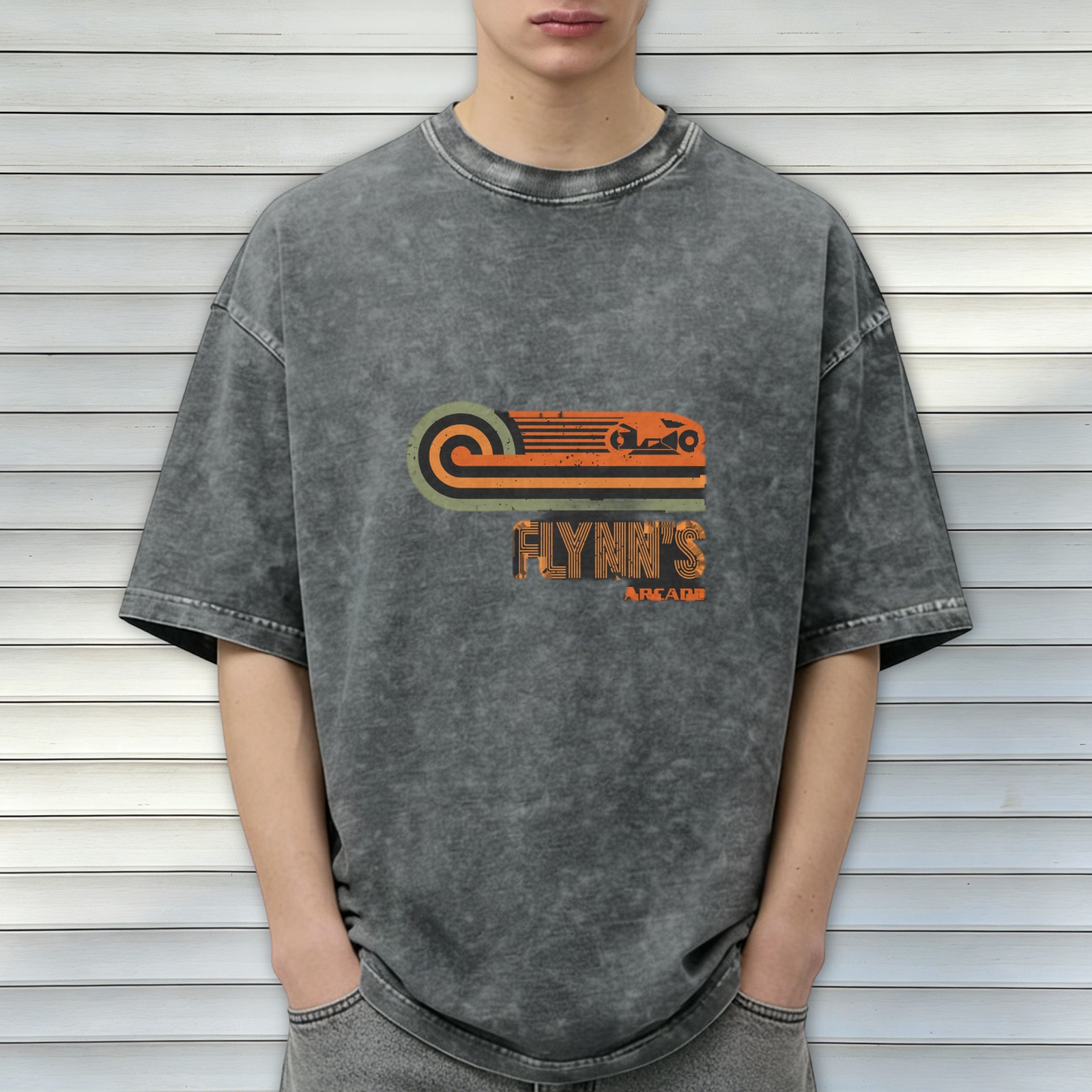 Flynn's Arcade Retro Graphic Acid Wash T-Shirt