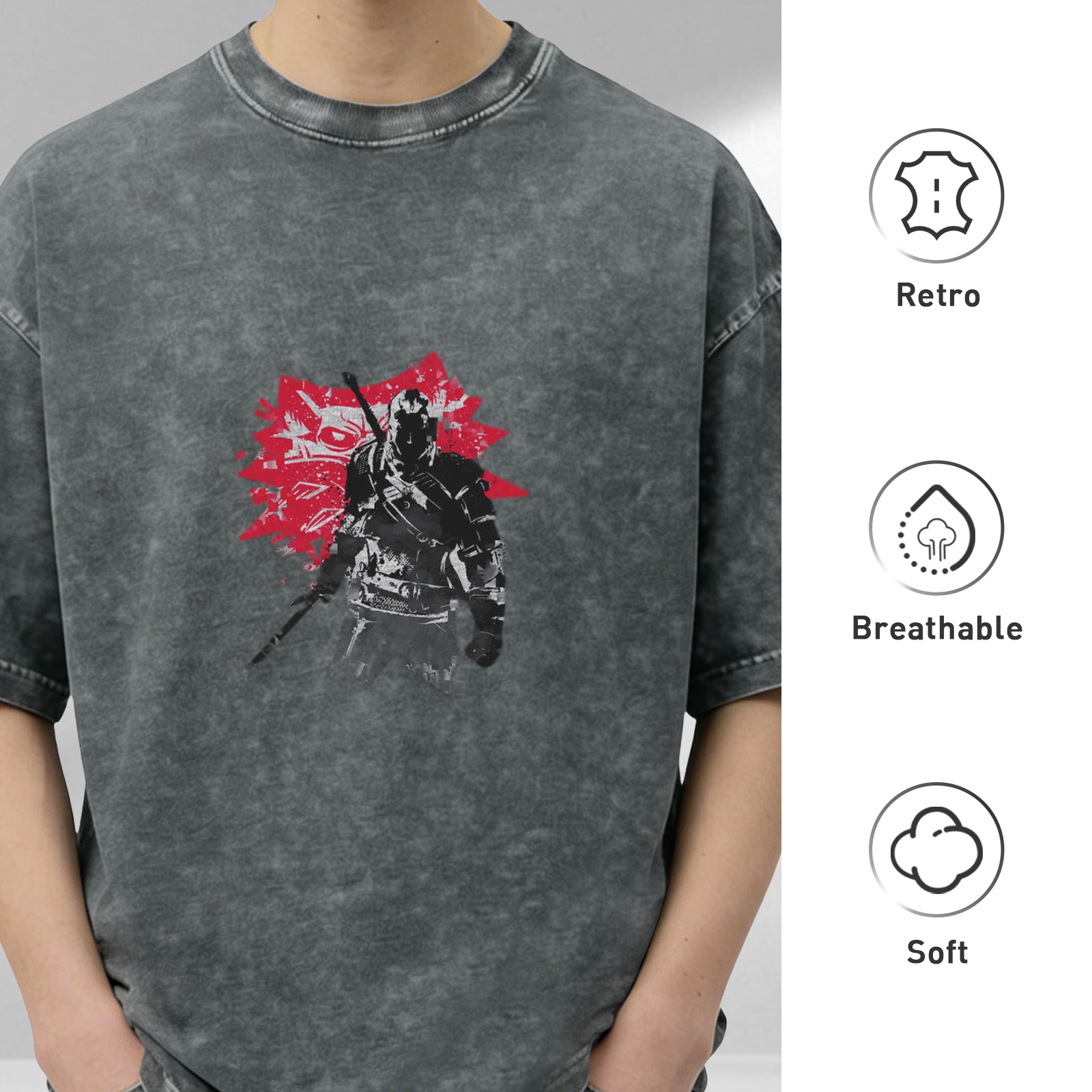 Distressed Darth Vader print short-sleeved T-shirt