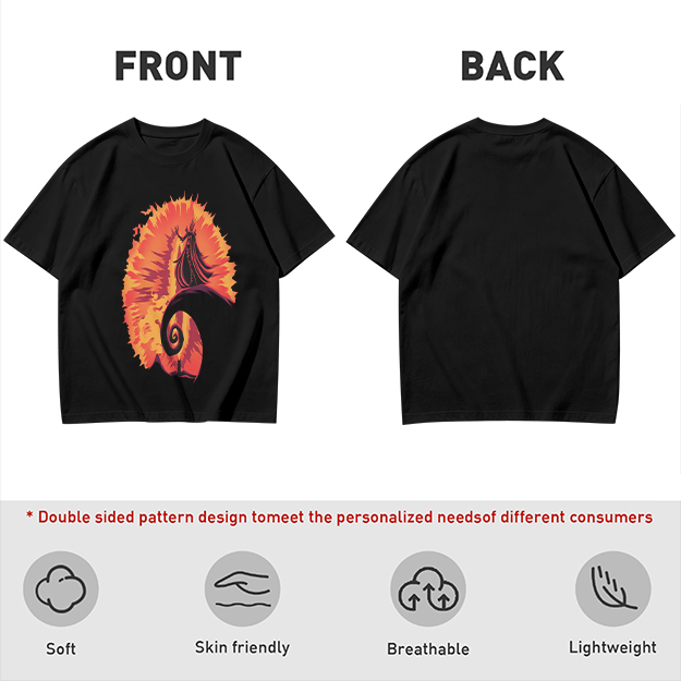 Olive T-Shirt With Fiery Spiral And Silhouette Figure Print