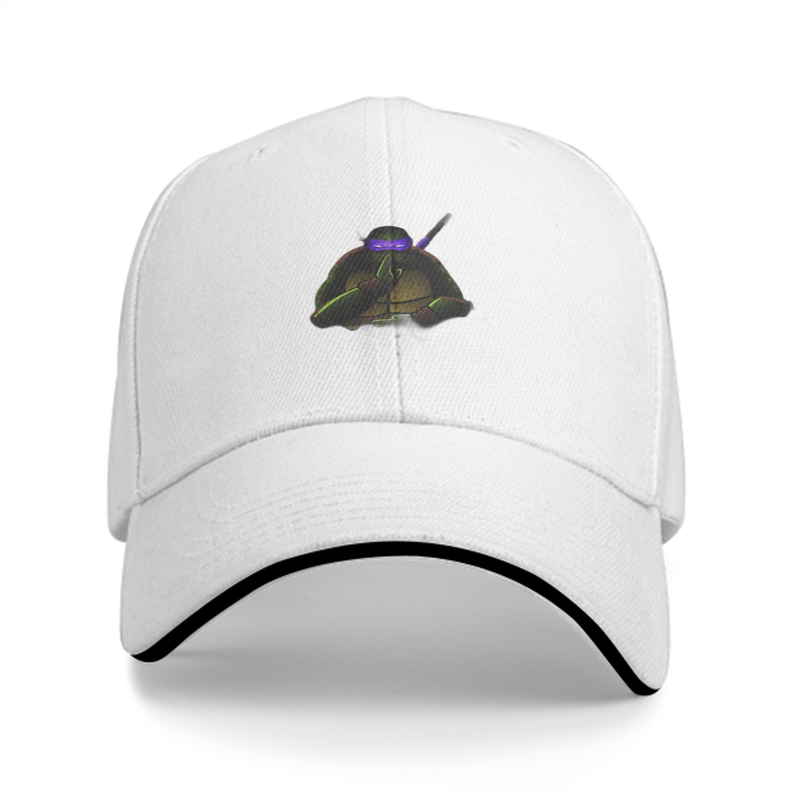 Black Baseball Cap With Purple Masked Ninja Turtle Graphic
