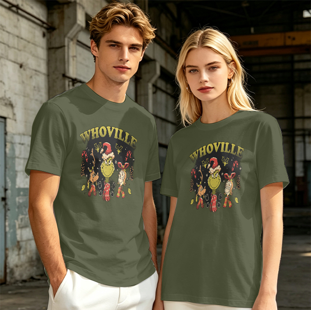 Whoville Christmas Themed T-Shirt with Grinch and Friends