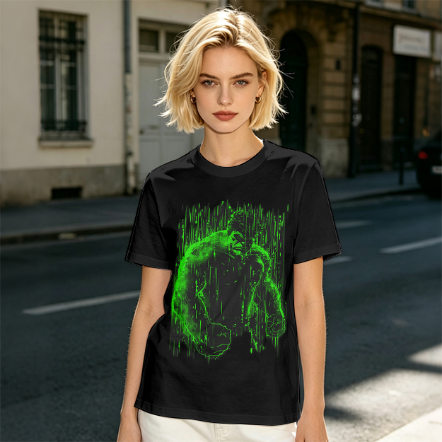 Olive Green T-Shirt With Glowing Green Hulk Graphic Print