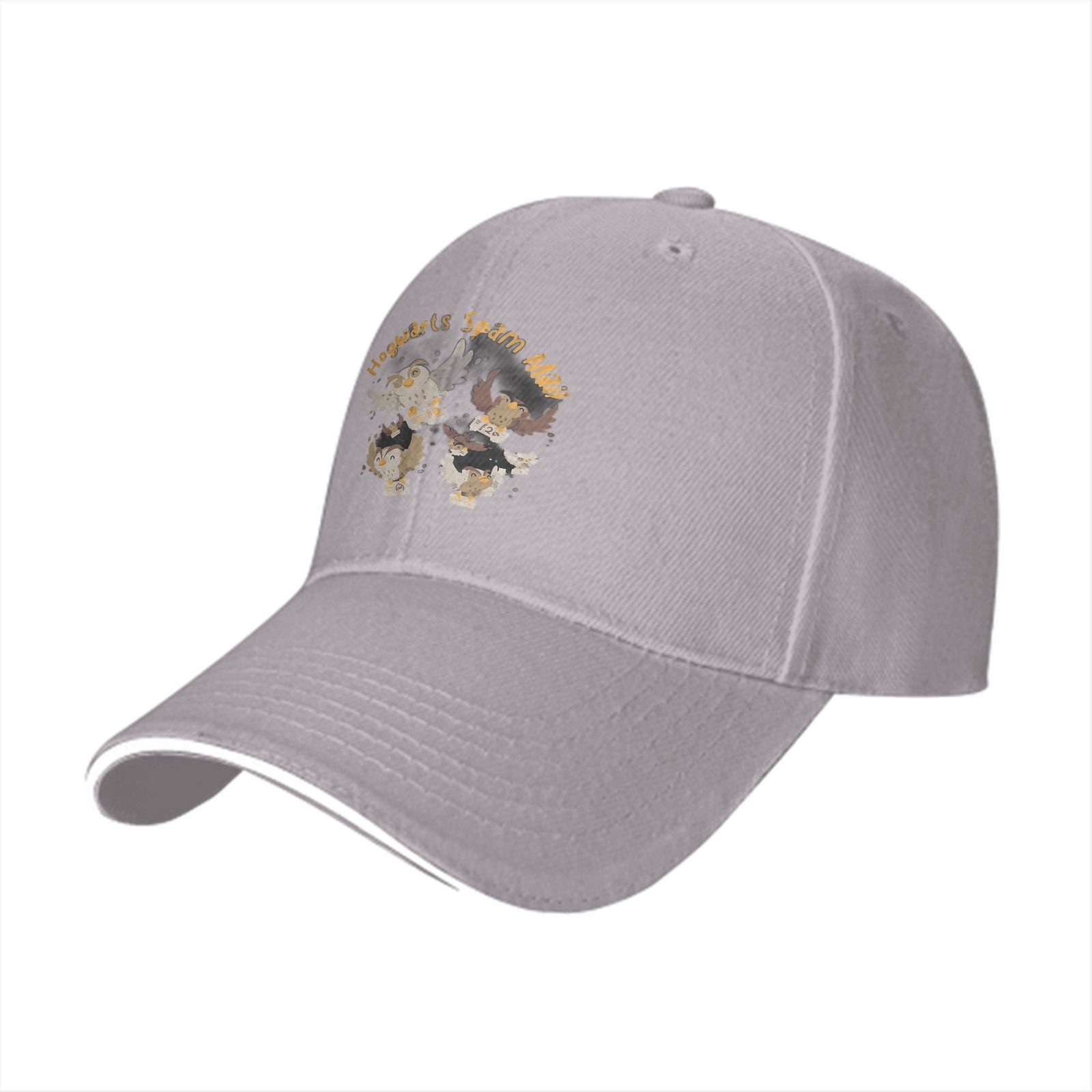 Black baseball cap with Hogwarts Spam Mail owl graphic