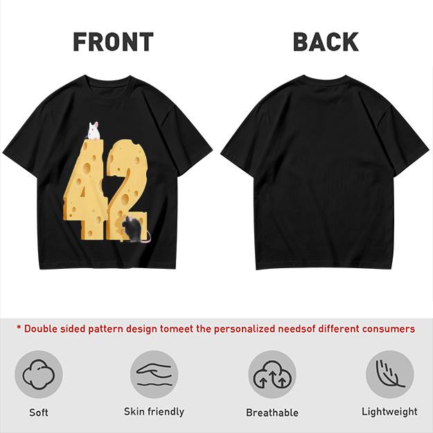 Olive T-Shirt With Cheese Number 42 And Mice Graphic