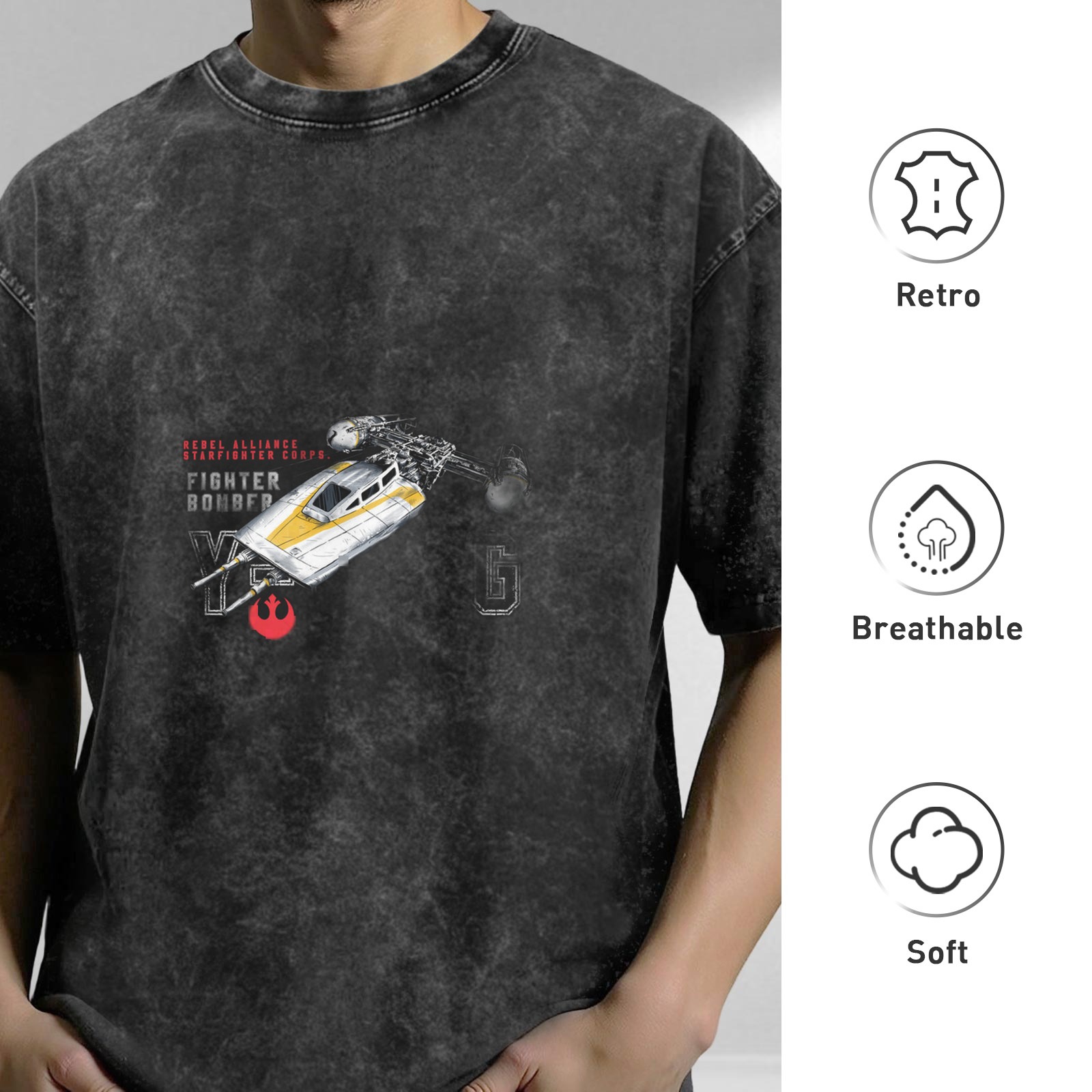 Star Wars Rebel Y-Wing Fighter Bomber Stonewashed T-Shirt