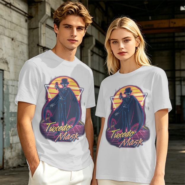 Tuxedo Mask Retro Neon Graphic Olive T-Shirt
