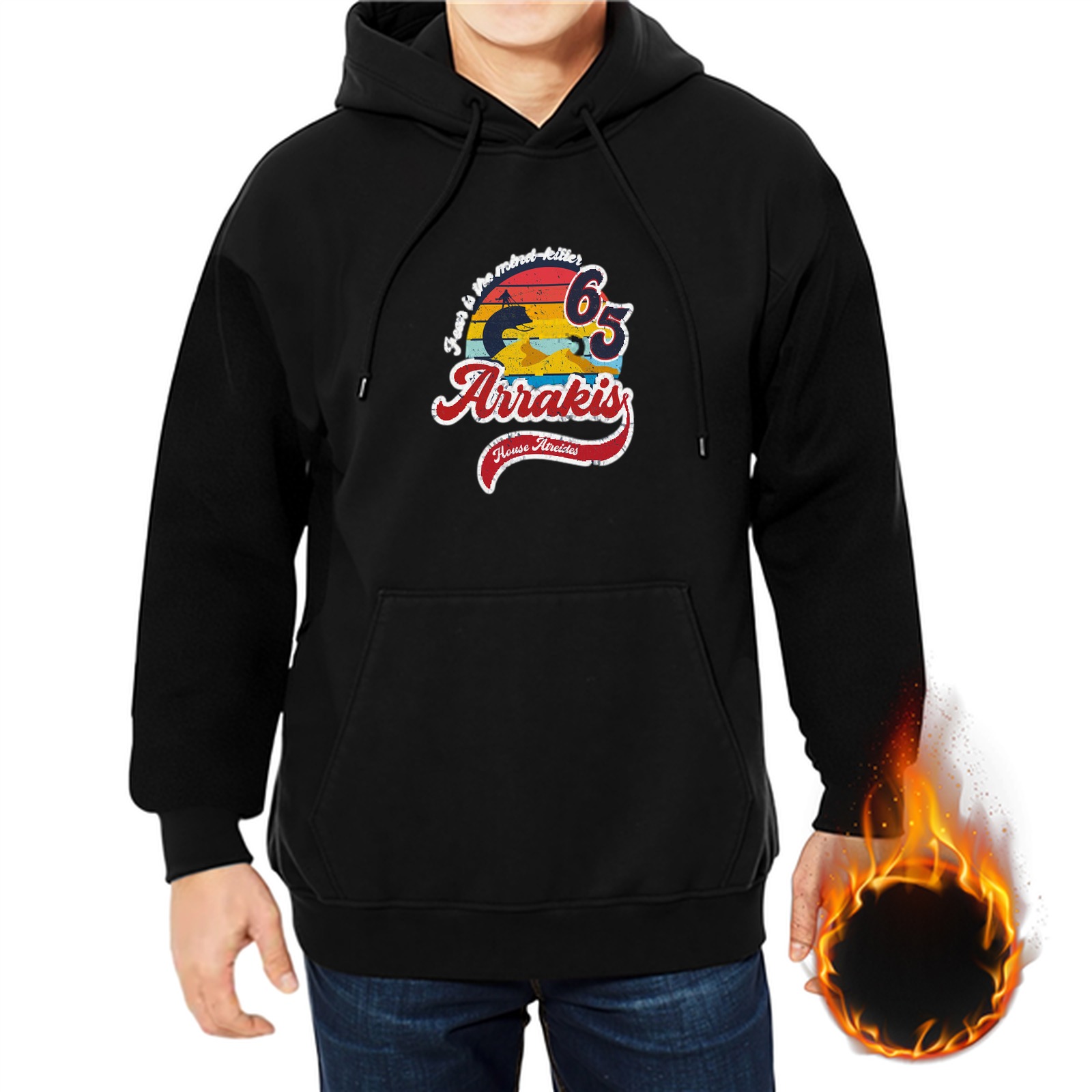 Black Hoodie With Arrakis 65 Desert Sunset Graphic Print