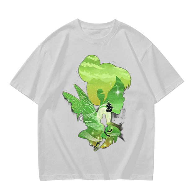 Olive T-shirt with fairy silhouette graphic design