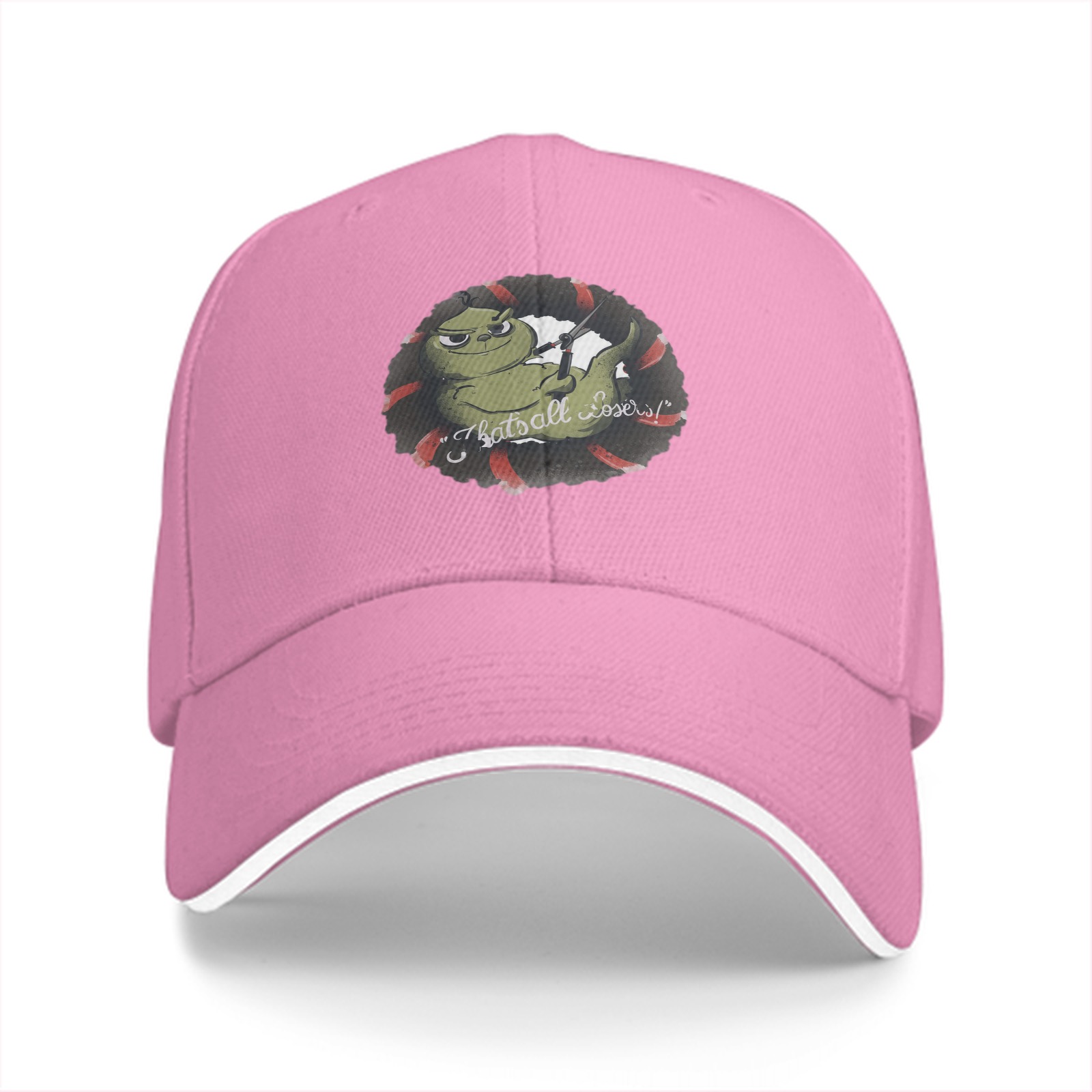 Black baseball cap with Grinch 'That's all losers!' graphic