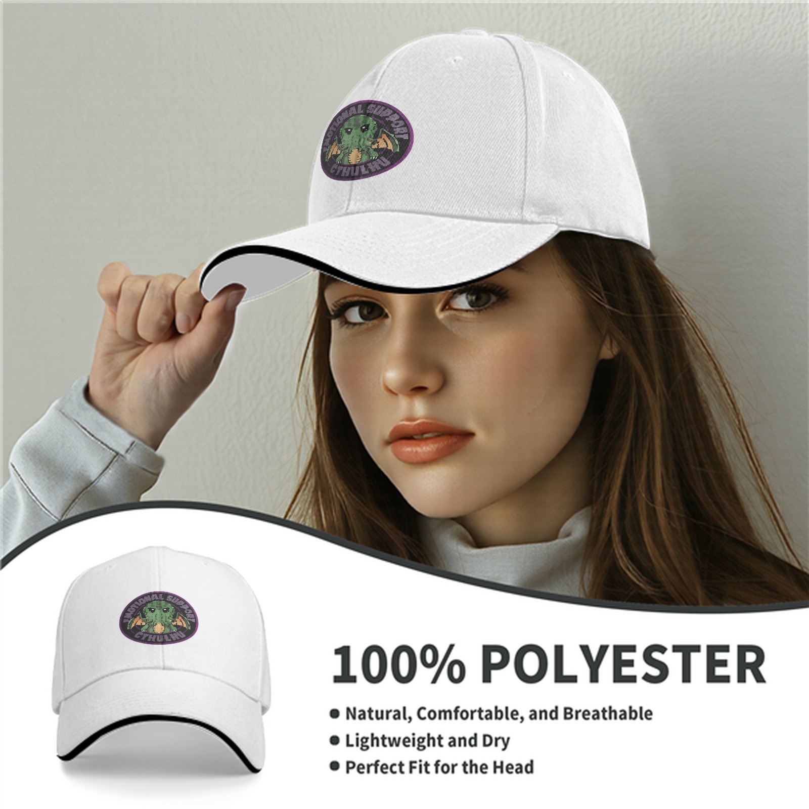 Emotional Support Cthulhu Black Baseball Cap