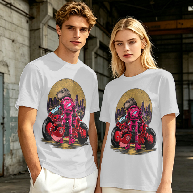 Olive T-Shirt With Capybara Biker And Futuristic City Print
