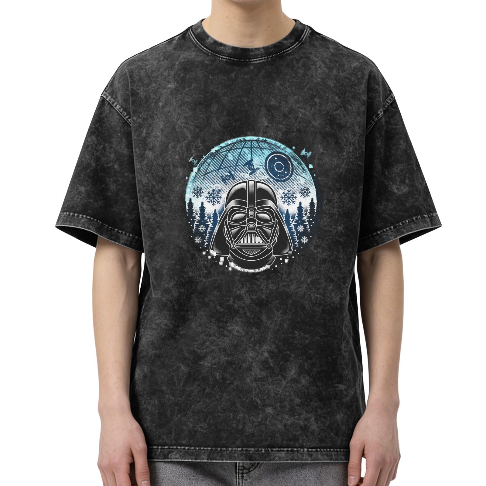 Star Wars Darth Vader Winter Graphic Acid Wash T-Shirt
