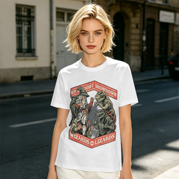 Epic Fight Showdown Wizards vs Lizards Graphic T-Shirt
