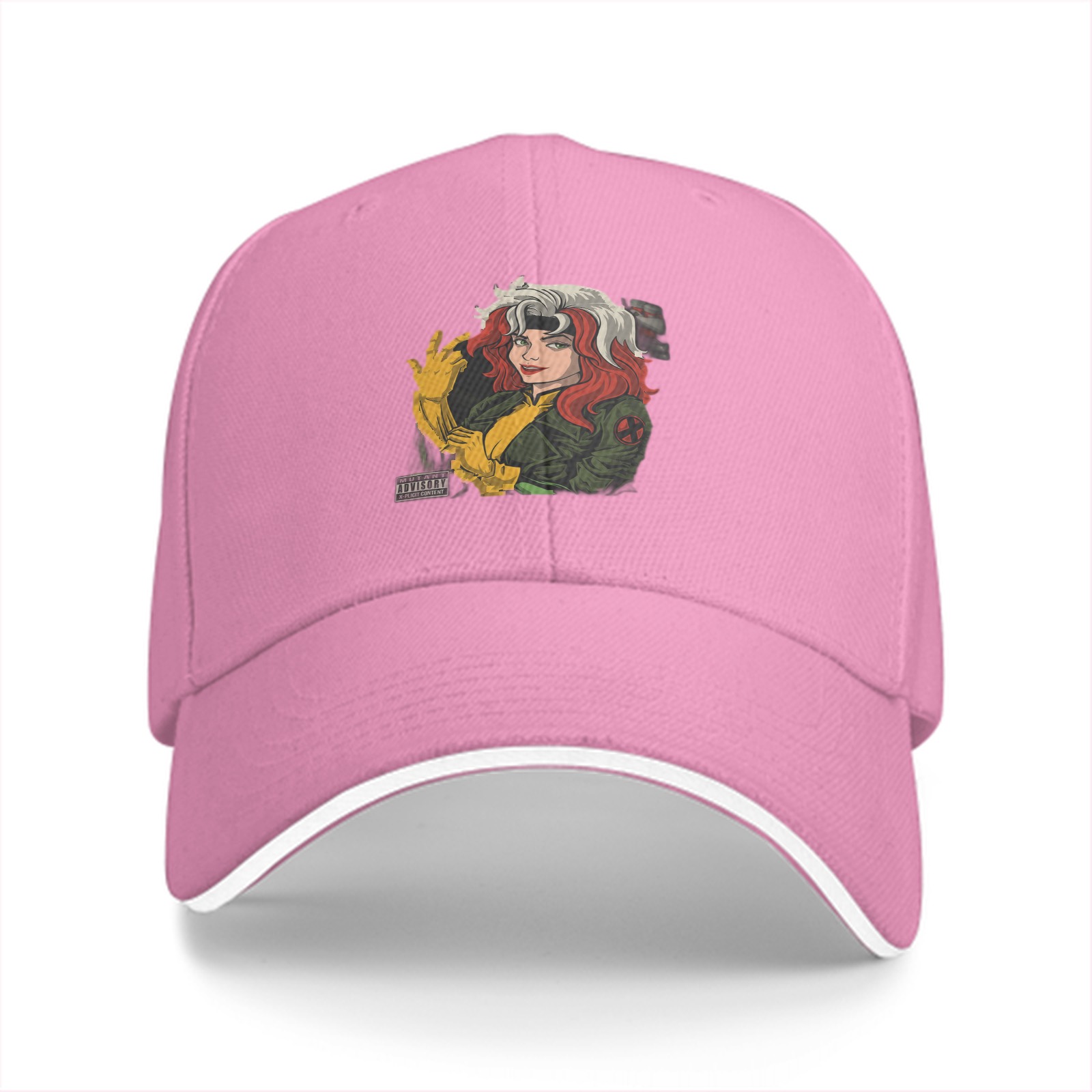 Black Baseball Cap With X-Men Rogue Graphic Print