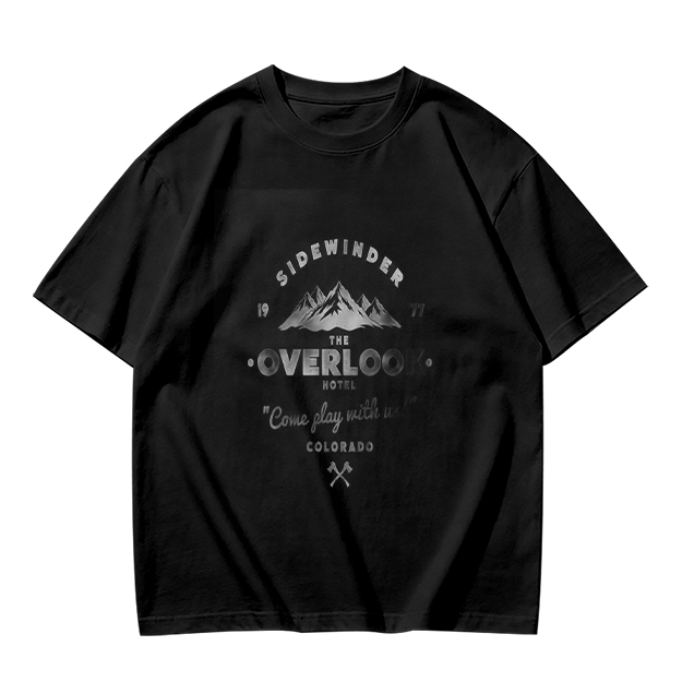 Olive t-shirt with Overlook Hotel mountain graphic print