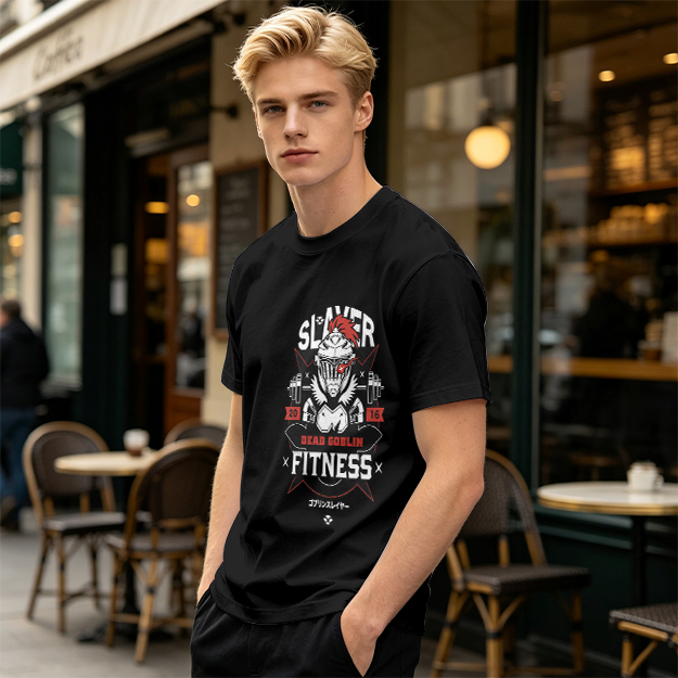 Goblin Slayer Fitness Themed Olive Graphic T-Shirt