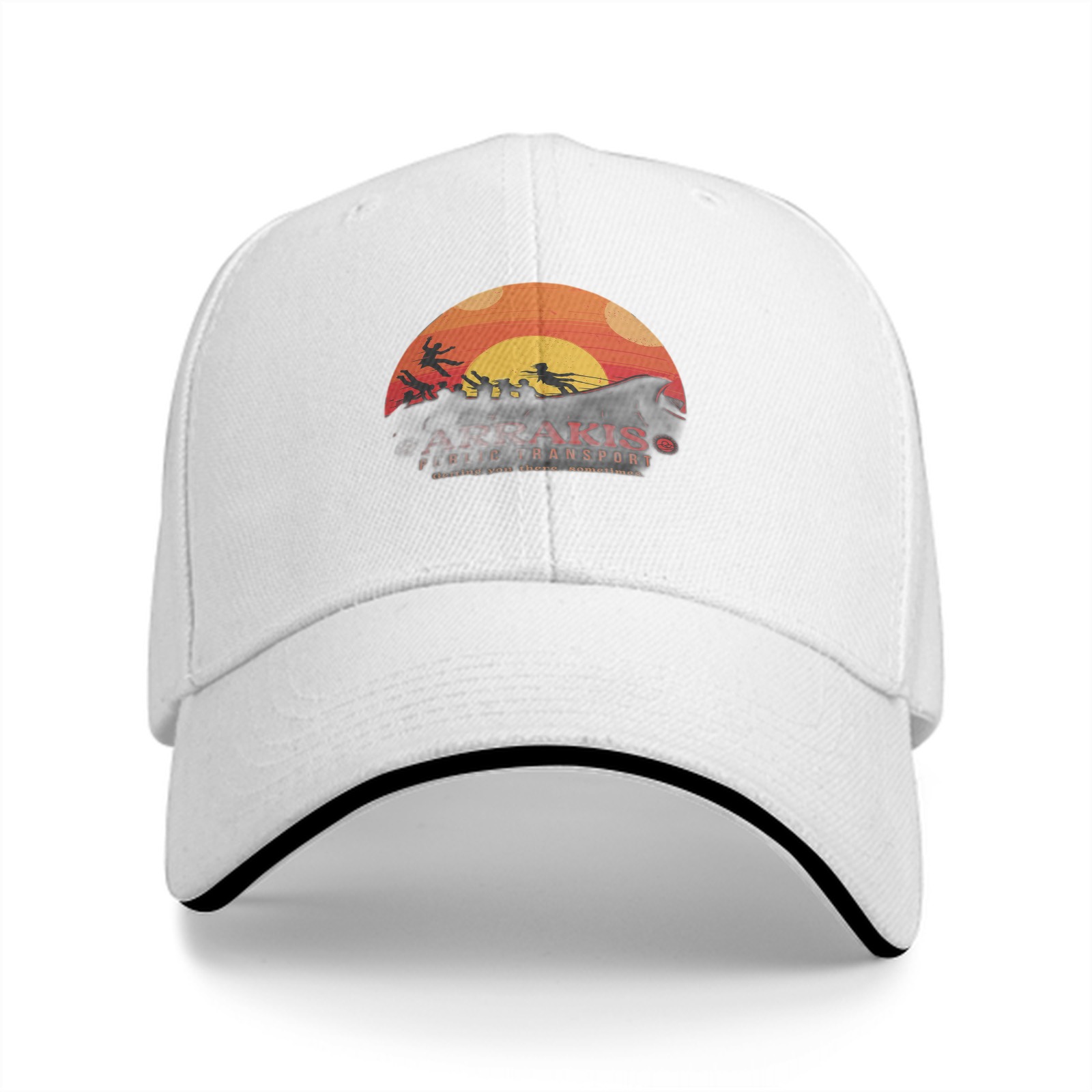 Black Baseball Cap with Sci-Fi Desert Sunset Graphic