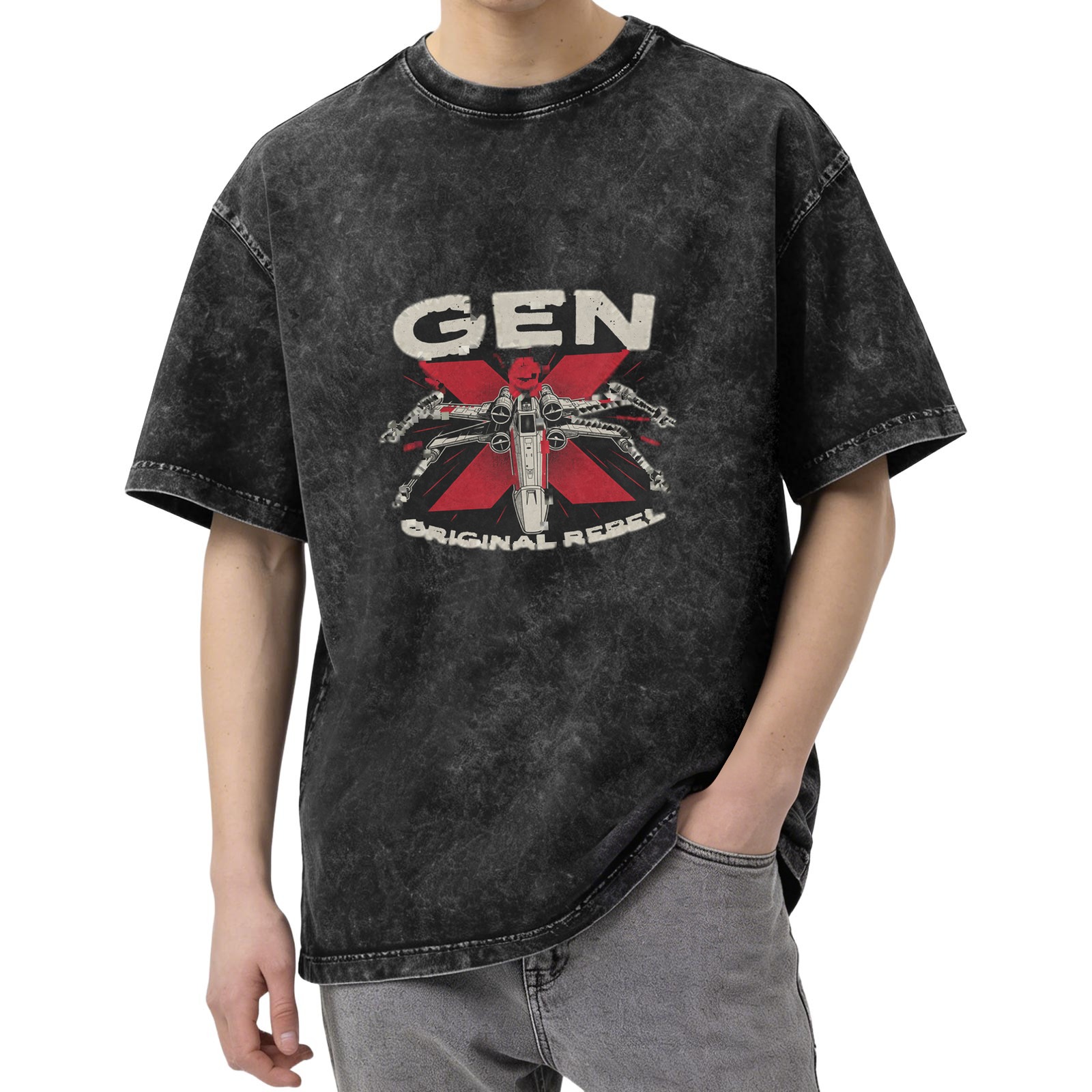 Gen X Original Rebel Starfighter Graphic Acid Wash T-Shirt