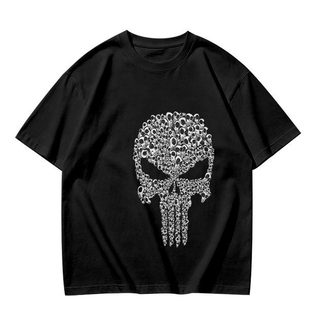 Olive T-Shirt With Punisher Skull Made Of Small Skulls