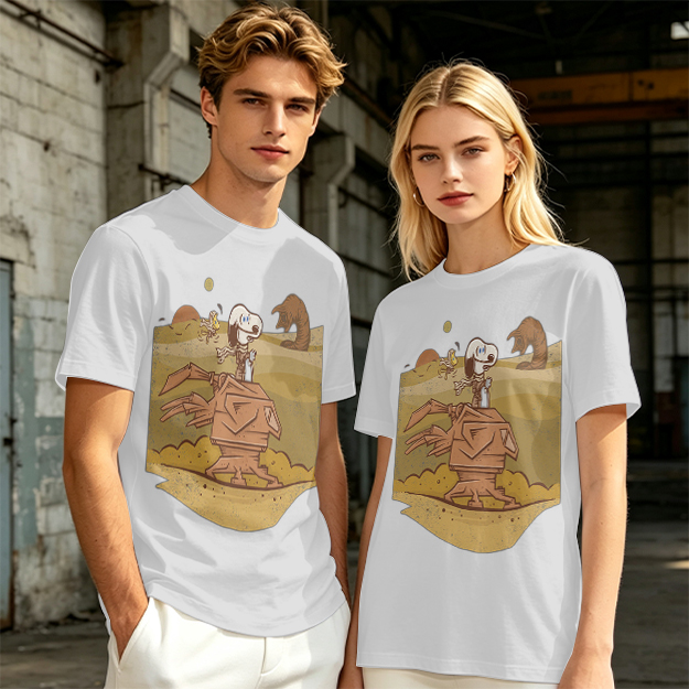 Olive T-Shirt With Desert Alien Dog Graphic Print