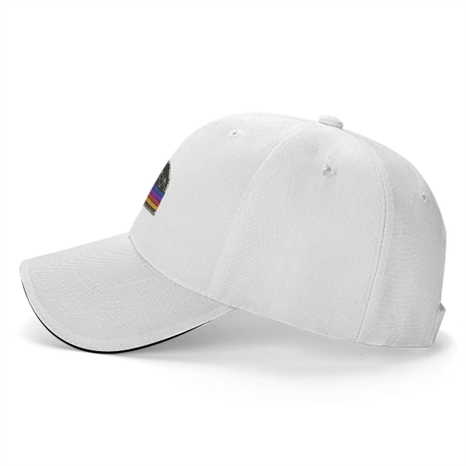 Black baseball cap with retro Erid Expedition Camp graphic