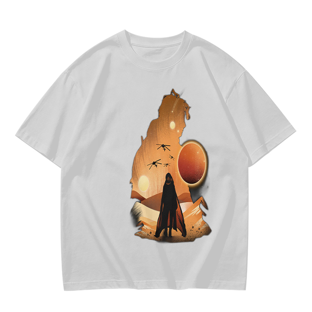 Olive T-Shirt With Desert Sci-Fi Silhouette Graphic Print